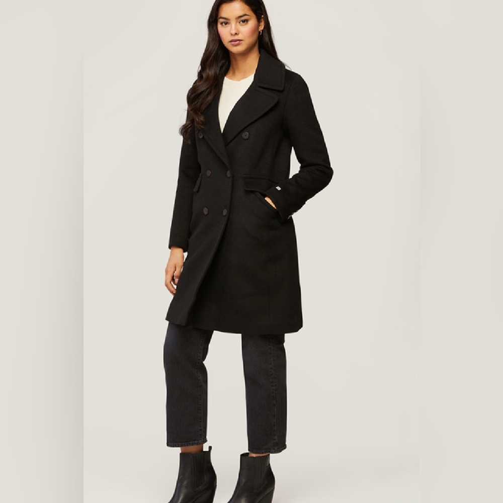 SOIA & KYO Evette Double Breasted Wool Blend Coat Black Size M NWOT - Picture 4 of 15